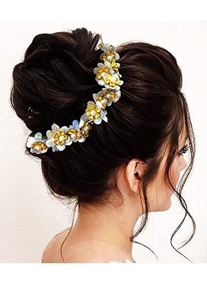 Hair Flare Hair Accessories for Women 2042 Pins Artificial Flowers Accessories (Silver)  - Image 2