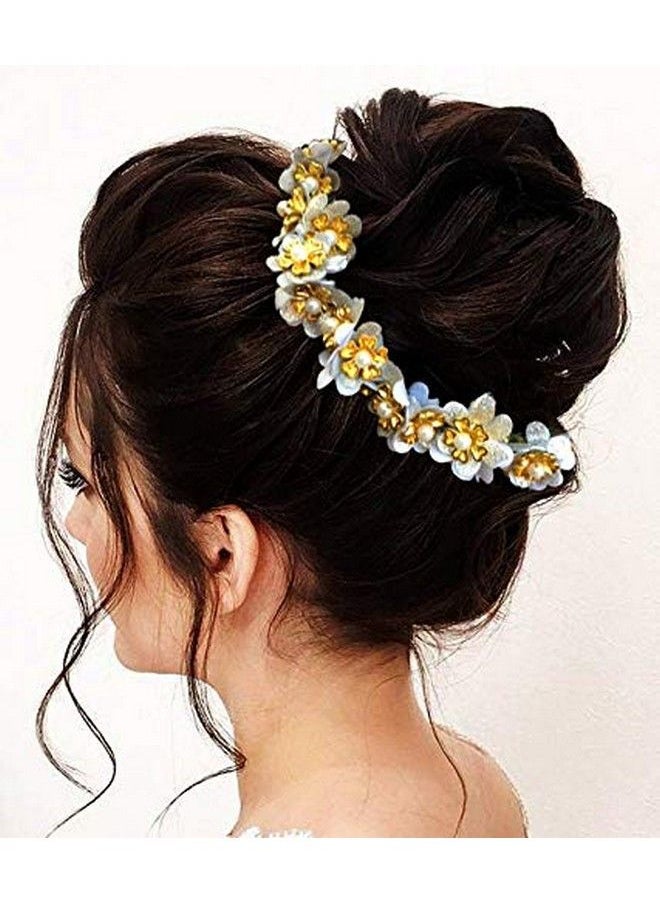 Hair Flare Hair Accessories for Women 2042 Pins Artificial Flowers Accessories (Silver)  - Image 3