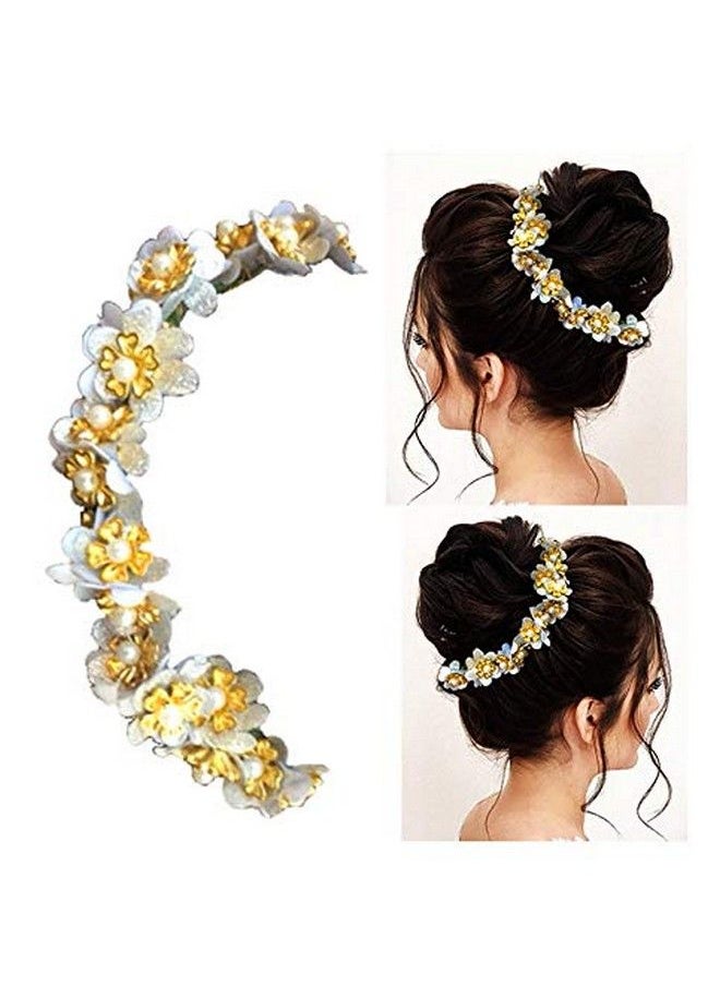 Hair Flare Hair Accessories for Women 2042 Pins Artificial Flowers Accessories (Silver)  - Image 4
