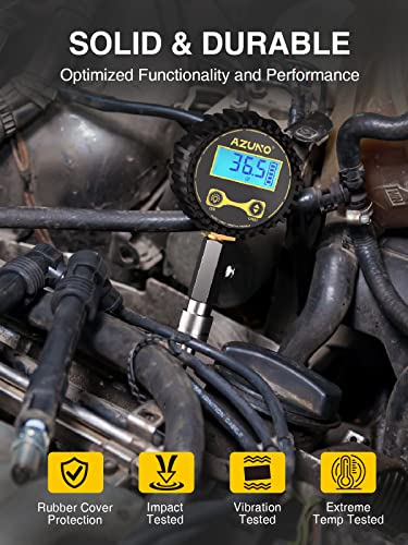 AZUNO Compression Tester Automotive, Digital Compression Gauge 200 PSI for Petrol Engine Cylinder Compression Tester Kit with Adapter & Hose - Image 5