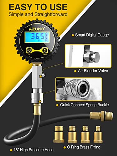 AZUNO Compression Tester Automotive, Digital Compression Gauge 200 PSI for Petrol Engine Cylinder Compression Tester Kit with Adapter & Hose - Image 4