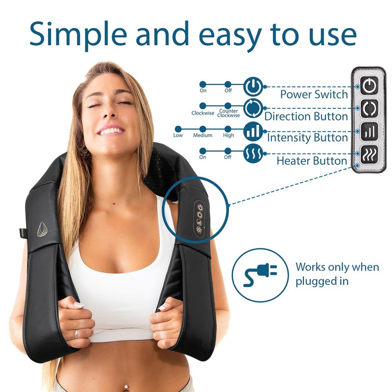 InvoSpa Shiatsu Massager with Heat - Deep Tissue Kneading Pillow for Neck, Shoulders, and Back - Electric Full Body Massage - Image 2