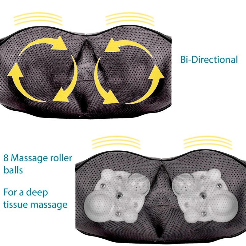 InvoSpa Shiatsu Massager with Heat - Deep Tissue Kneading Pillow for Neck, Shoulders, and Back - Electric Full Body Massage - Image 3