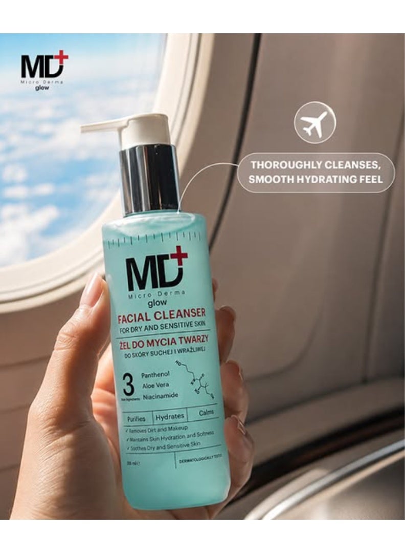 MD Glow Facial Cleanser For Dry & Sensitive Skin 200ML - Image 4