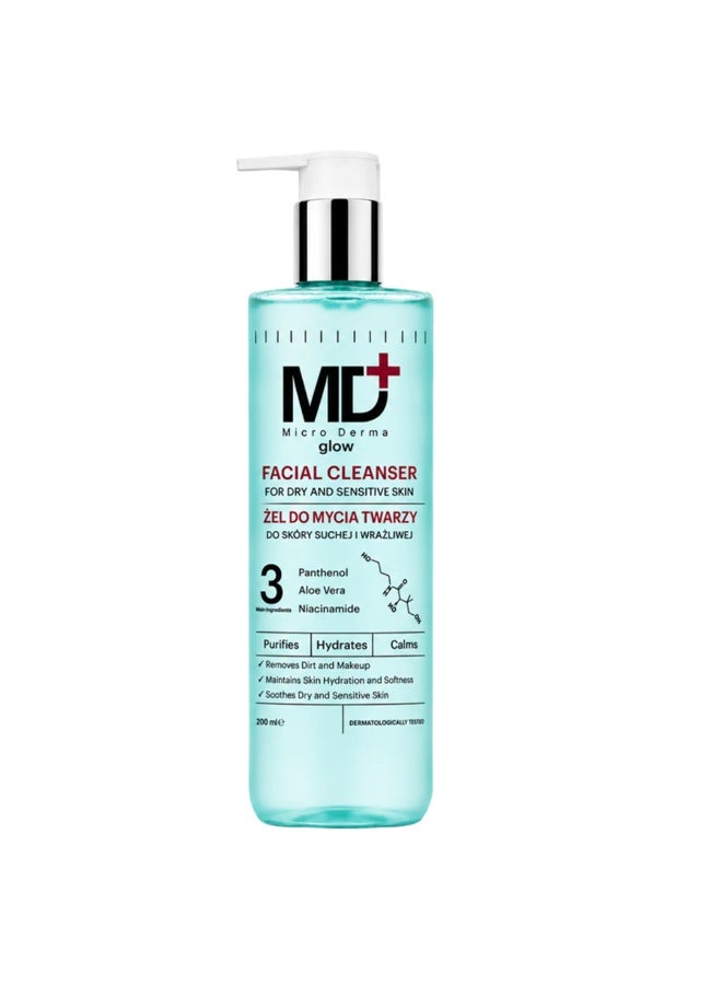 MD Glow Facial Cleanser For Dry & Sensitive Skin 200ML - Image 1