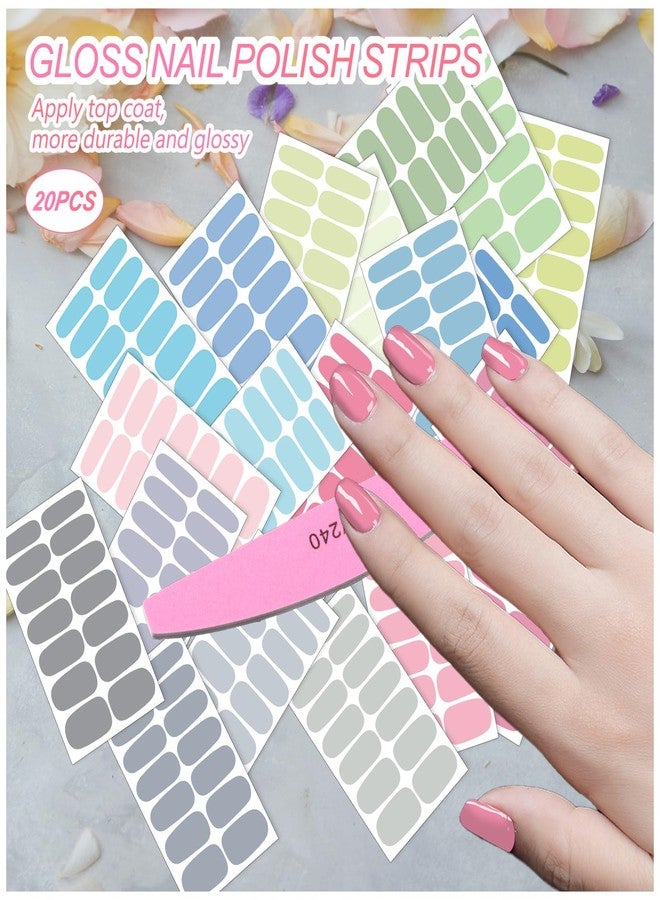 SILPECWEE شرائط طلاء الأظافر SILPECWEE (20 ورقة، لون فاتح)، ملصقات طلاء الأظافر الربيعية، لفات أظافر كاملة، ملصقات أظافر لاصقة ذاتيًا، شرائط جل، ملصقات أظافر للنساء مع ملف - Image 2