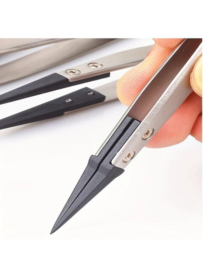 Precision Anti Static Carbon Fiber Tweezers 1pc ESD 259A Stainless Steel Pliers For Crafts Jewelry Electronics - Image 1