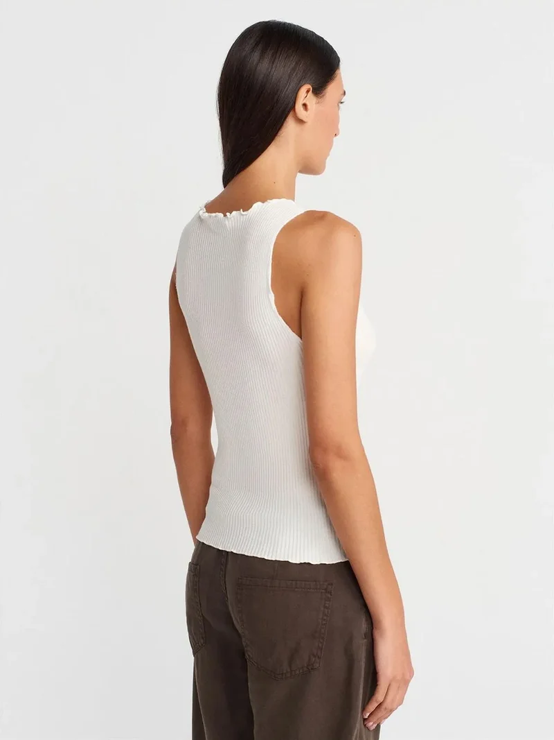 ديلفين Dilvin Sleeveless Ribbed Button Cardigan