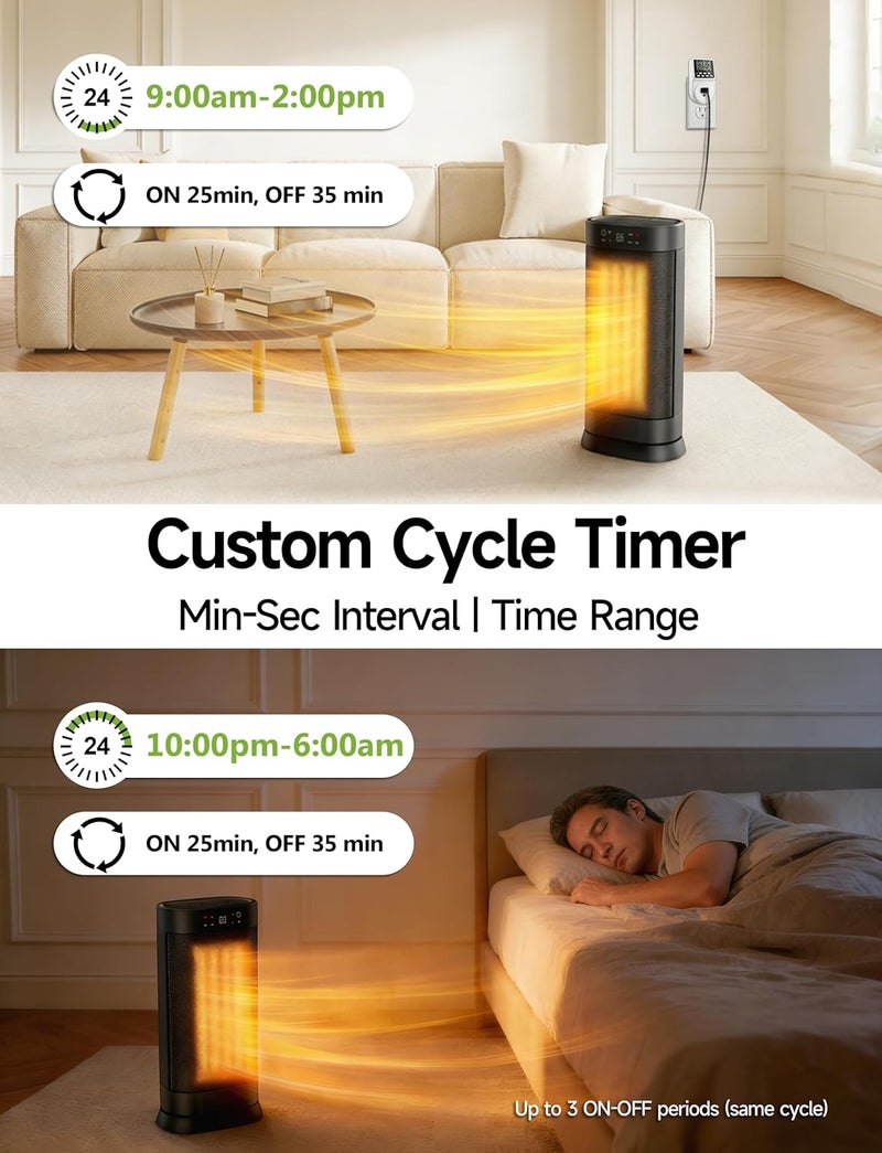 Techbee Digital Infinite Repeat Cycle Intermittent Timer Plug for Electrical Outlet, 24 Hour Programmable Indoor Timed Power Switch with Countdown Delay On and Off (120V, 15A), 1 pack - Image 4