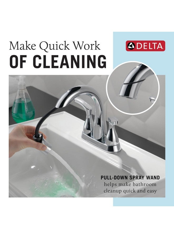 DELTA FAUCET Broadmoor Pull Down Bathroom Faucet Chrome, Bathroom Pull Out Faucet, Bathroom Sink Faucet with Pull Down Sprayer, Centerset Bathroom Faucet with Magnetic Docking, Matte Black 25765LF-PD