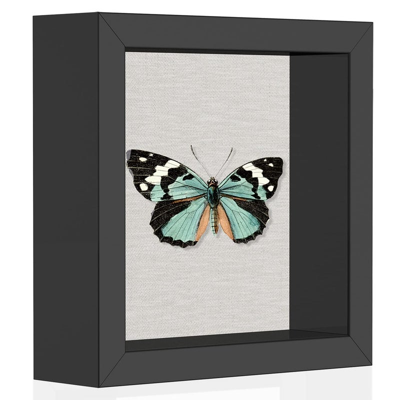 Califortree 5x5 Shadow Box Picture Frame with Soft Linen Back  Metal Push Pins Included Memory Box Display Case for Memorabilia Flower Awards Medals Wedding Photos Black 