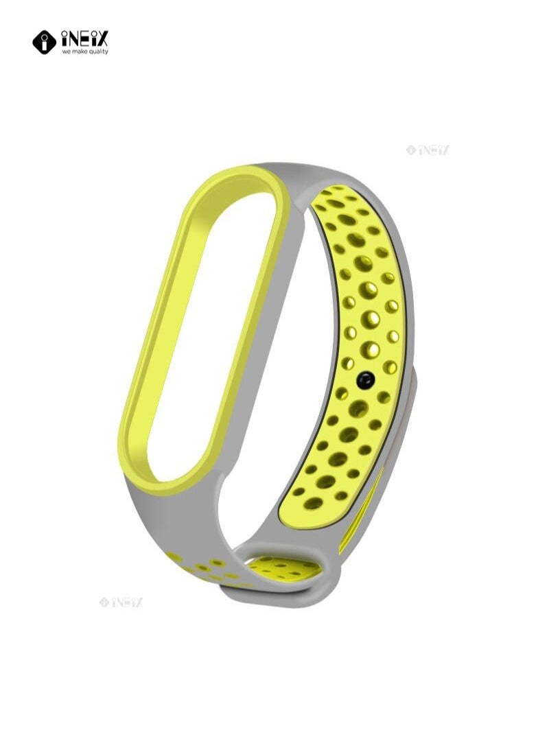 INEIX - Soft Silicone Replacement Strap Nike Series For Xiaomi Mi Band 6 - Grey/Green - Image 1