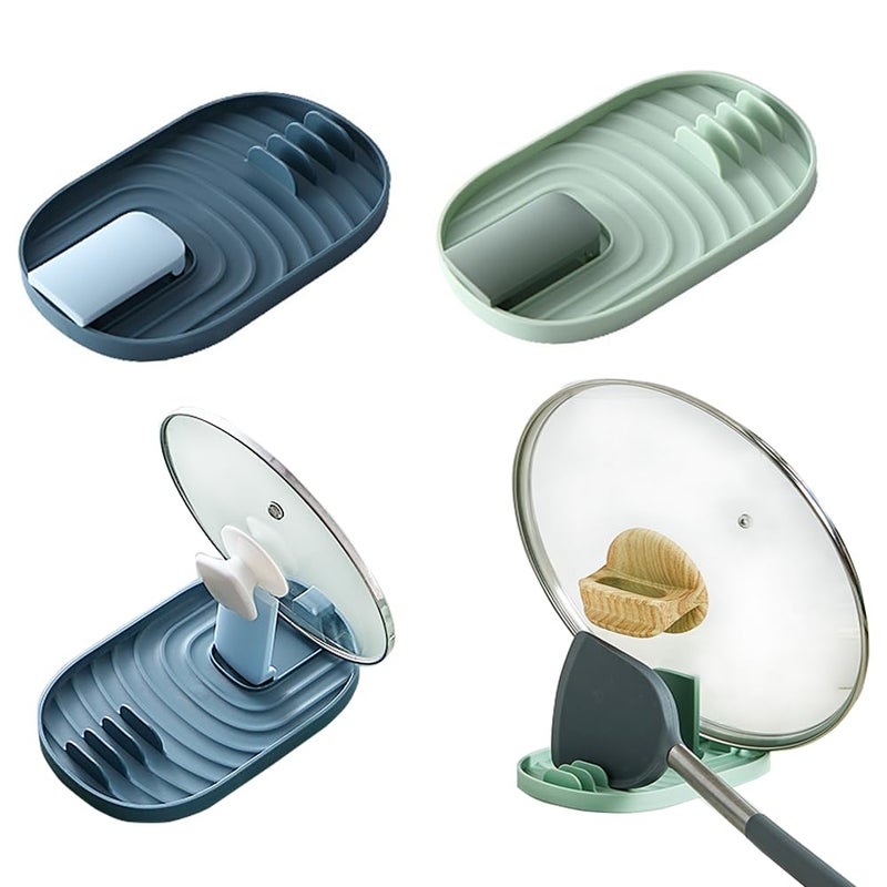 Multifunctional Spoon Rest 2PCS Foldable Pot Lid Holder Spoon Rest Pan Pot Cover Lid Rack Shelf Stand Holder for Stove Top Kitchen Gadgets Utensil Holder for Home Use Stove Spoon Rest