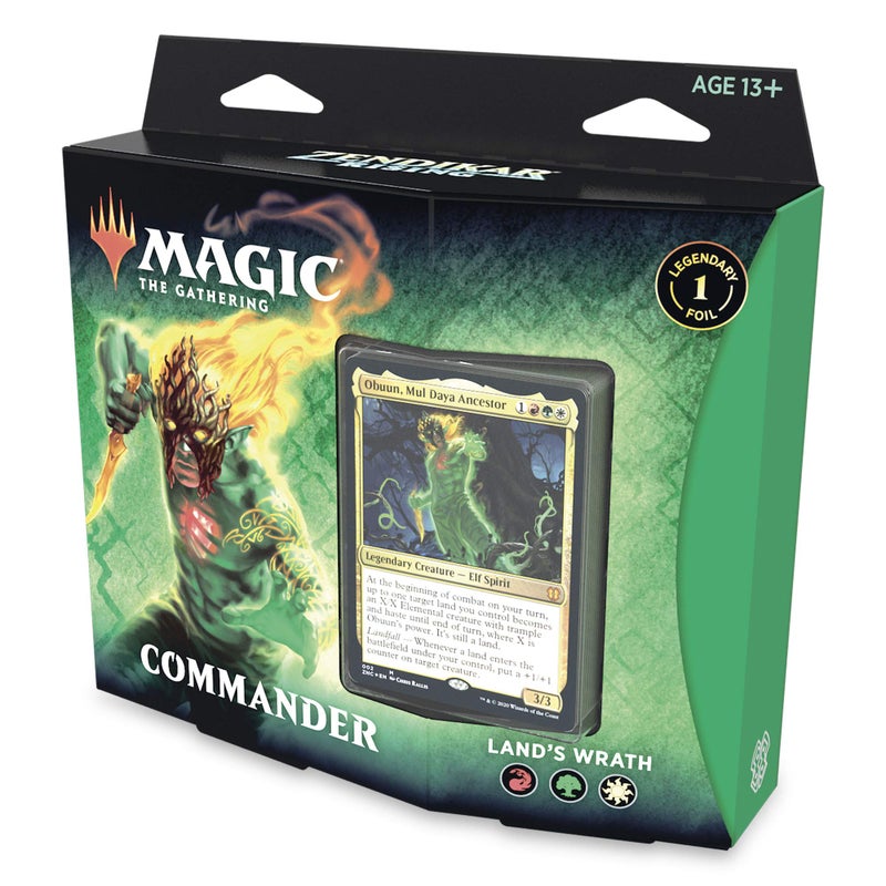 Magic the Gathering Magic: The Gathering Zendikar Rising Commander Deck - Land's Wrath | 100 Card Ready-to-Play Deck | 1 Foil Commander | Red-Green-White - Image 1