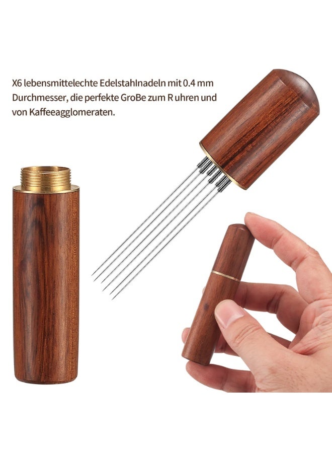 اسبريسو أداة توزيع قهوة الإسبريسو المحمولة بمقبض من الخشب الطبيعي - مستوي قابل للتعديل للضغط الاحترافي - قاعدة مضادة للانزلاق، استخلاص ، مثالية لمحترفي تحضير القهوة وآلات الإسبريسو المنزلية 6 ابره - Image 4