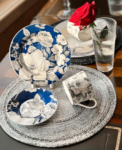 STP GOODS Bone China Dinnerware Set of 20 for 4 persons, Handmade Reactive Glaze Dishes Set,Chip Resistant and Scratch Resistant | Oven&Dishwasher & Microwave Safe (Azur de Limoges), 229574 - Image 2