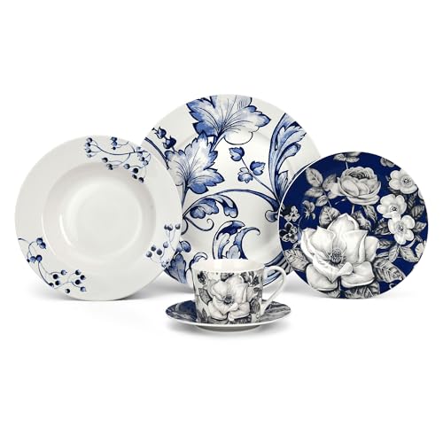 STP GOODS Bone China Dinnerware Set of 20 for 4 persons, Handmade Reactive Glaze Dishes Set,Chip Resistant and Scratch Resistant | Oven&Dishwasher & Microwave Safe (Azur de Limoges), 229574 - Image 5