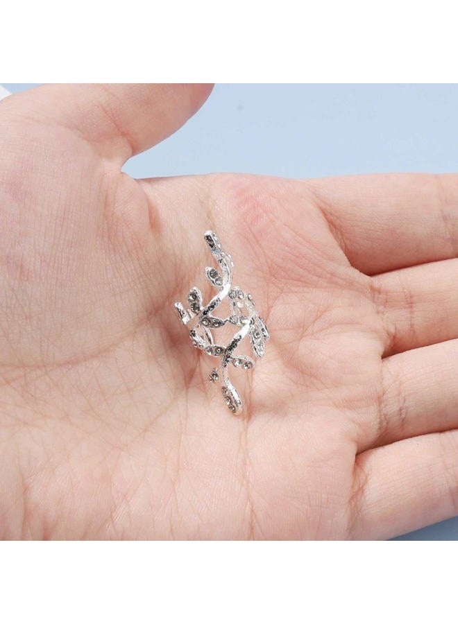 Yheakne Boho Cz Leaf Ear Cuff Earrings Silver Ear Crawler Earrings Paved Rhinestone Cartilage Cuff Earrings Non Piercing Ear Cuff Wrap Earrings Jewelry for Women Gifts - Image 5