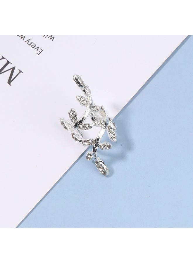 Yheakne Boho Cz Leaf Ear Cuff Earrings Silver Ear Crawler Earrings Paved Rhinestone Cartilage Cuff Earrings Non Piercing Ear Cuff Wrap Earrings Jewelry for Women Gifts - Image 3