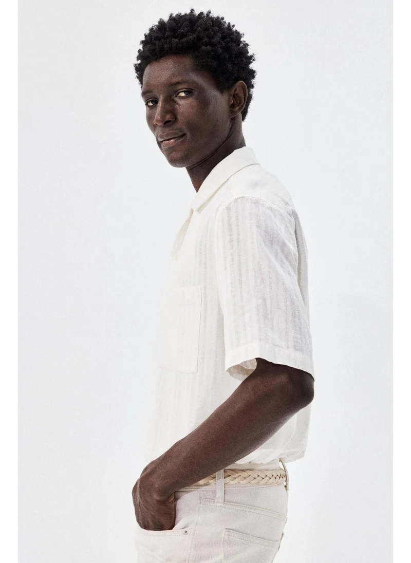 اتش اند ام Regular Fit Linen-blend resort shirt