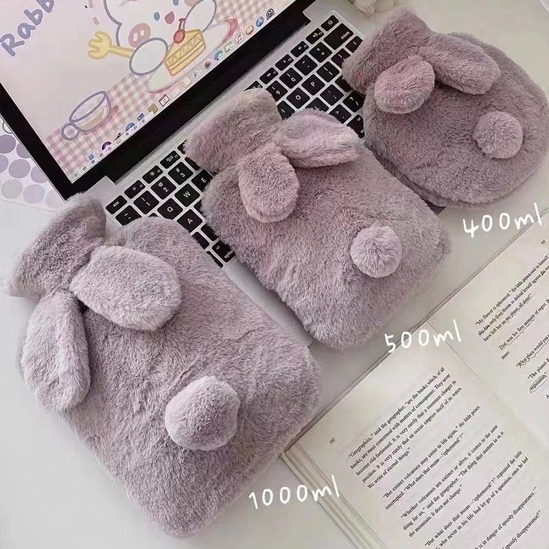 Korean Version Of Rabbit Plush Warm Water Bag Large Number Pvc Water Bag Water Injection Compress Warm Hand Source Spot Sale - Image 3