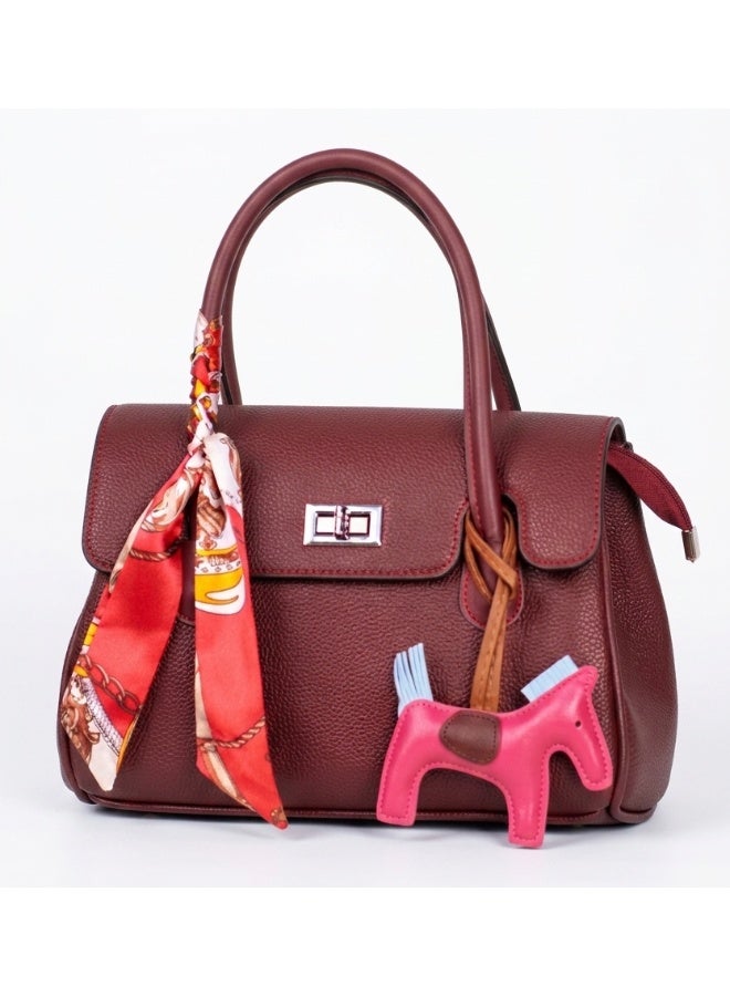 Women’s Streamlined Crossbody Shoulder Bag with Practical Handle – Burgundy - Image 1