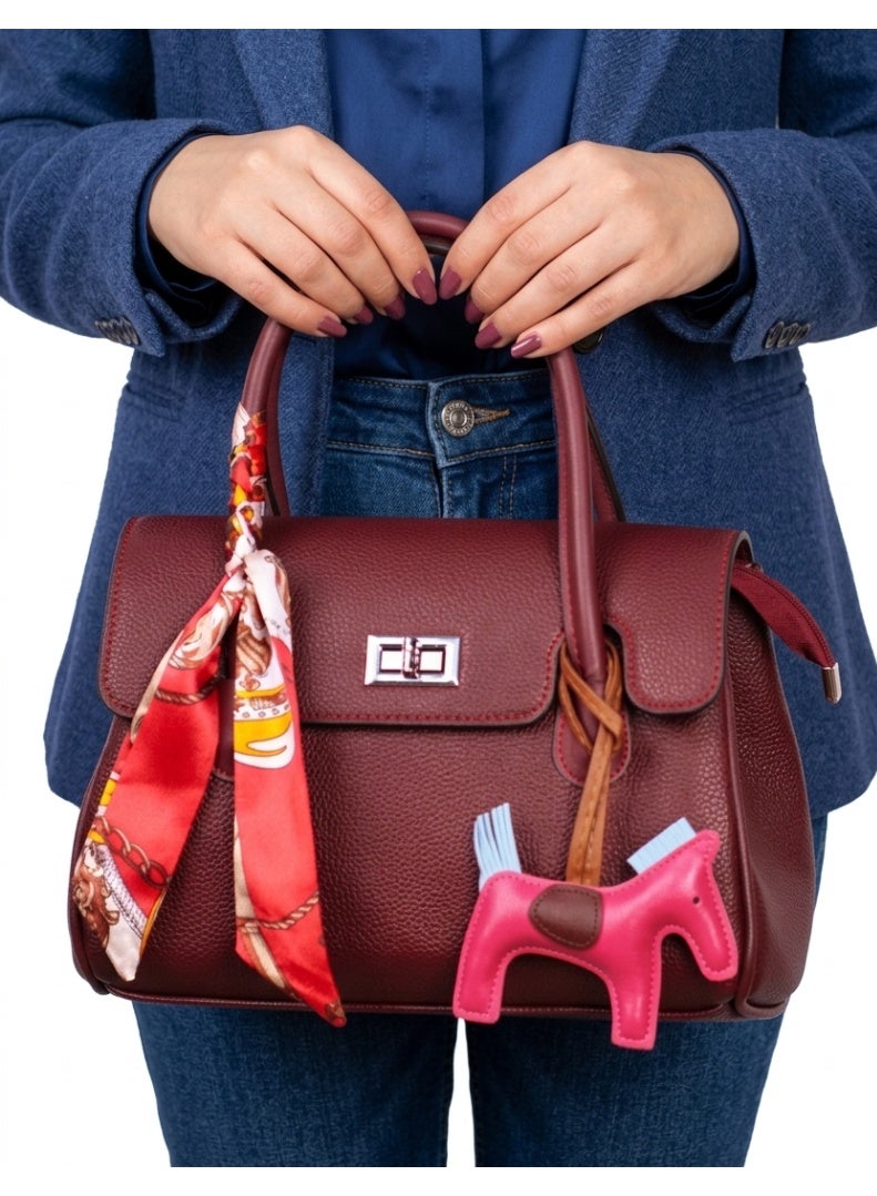 Women’s Streamlined Crossbody Shoulder Bag with Practical Handle – Burgundy - Image 2