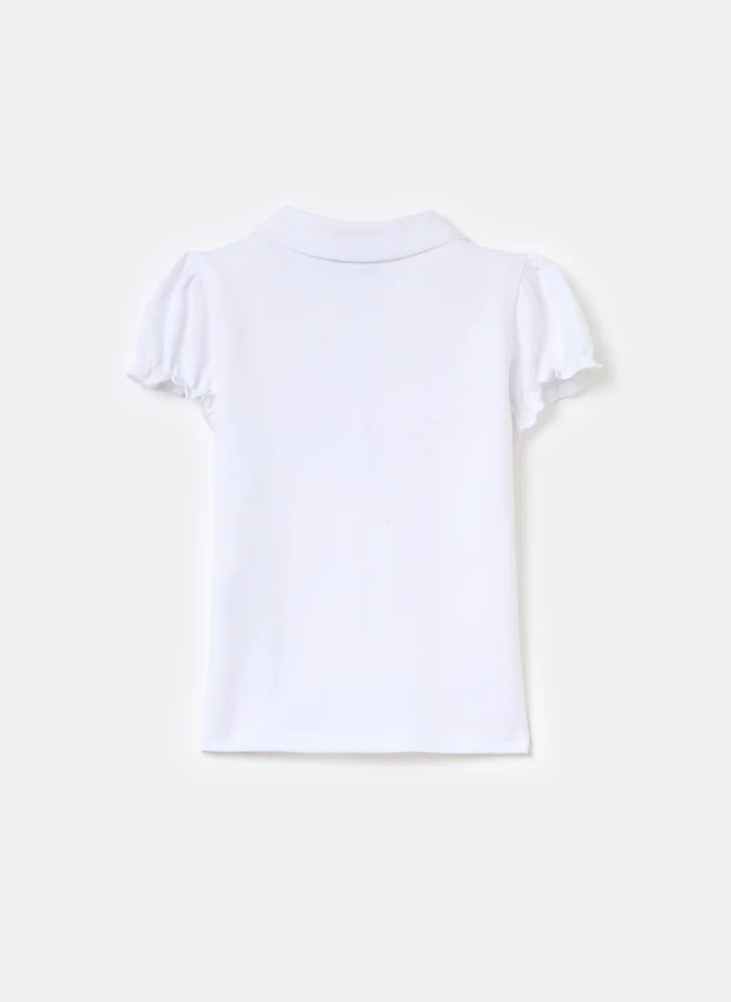 Ovs Cotton polo shirt with frills