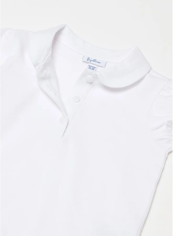 او في اس Cotton polo shirt with frills