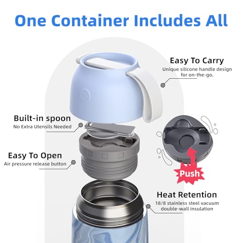 ChugJug Thermo for Hot Food for Adults Kids | Wide Mouth, 18 oz Insulated Food Jar with Spoon, Leakproof Soup Thermo for School Office Travel, Thermal Steel Lunch Container Easy to Carry (Blue) - Image 5