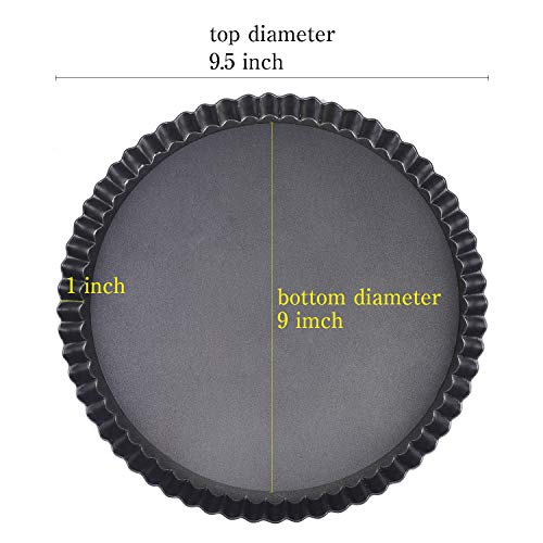 RICHSC-PAN Tart Pan, 9 Inch Tart Pans, Non-Stick Removable Loose Bottom Carbon Steel 9In Tart Pan, The 9.5 Inches at the Top and 9 Inches at the Bottom, With a Depth of 1.1 Inches. - Image 2