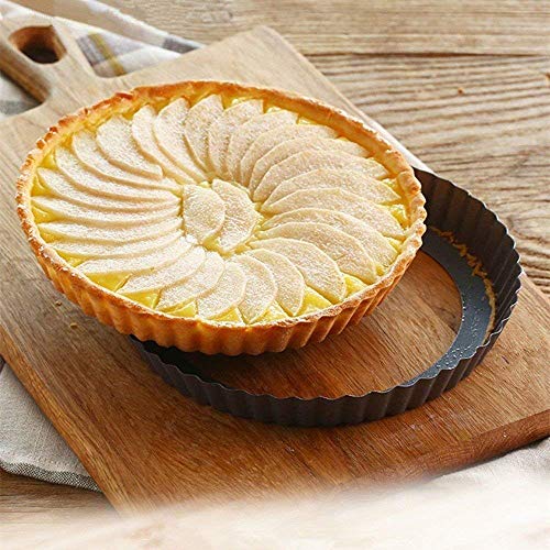 RICHSC-PAN Tart Pan, 9 Inch Tart Pans, Non-Stick Removable Loose Bottom Carbon Steel 9In Tart Pan, The 9.5 Inches at the Top and 9 Inches at the Bottom, With a Depth of 1.1 Inches. - Image 4