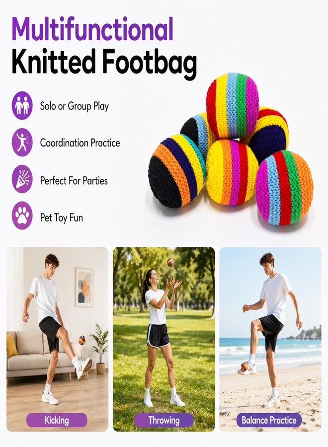 WesGen 6PCS Multicolored Geometric Knitted Footbags, 2026 Mixed Color Upgraded Version, Exclusively for Adult Beginner Juggling Balls,Knitted Skin Friendly and Ready to Use - Image 3