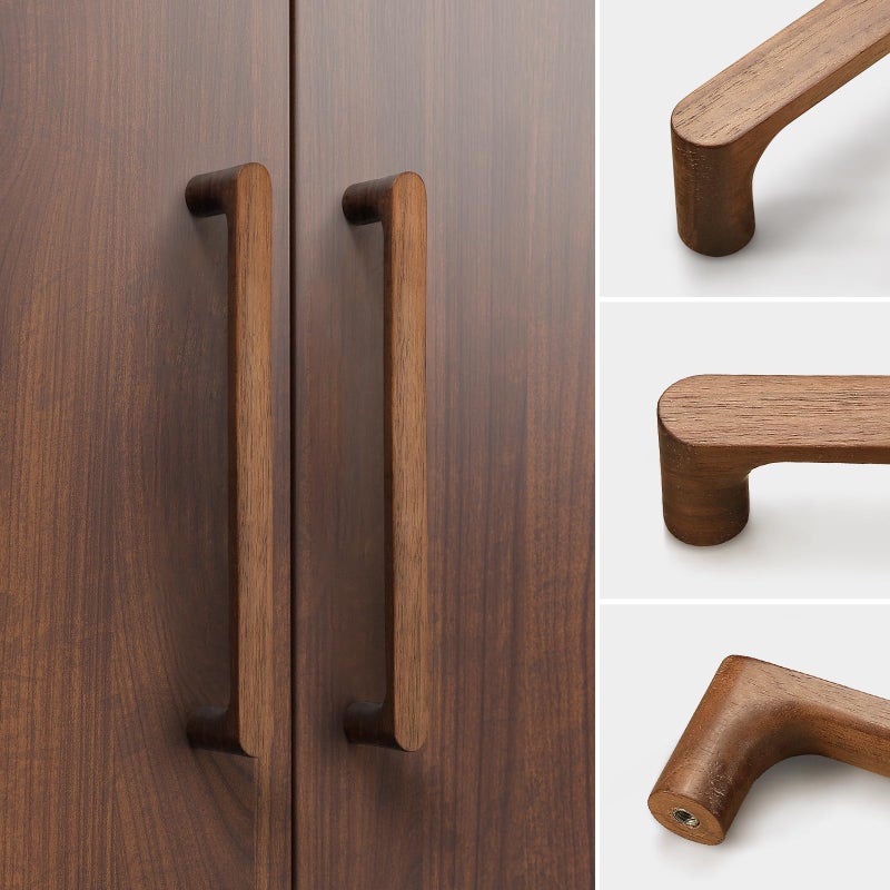 Evionlin Walnut Round 5 in 4 pcs Wooden Drawer Pulls Handle pulls for cabinets Kitchen Cabinet Drawer pulls Cabinet Door Pull - Image 5