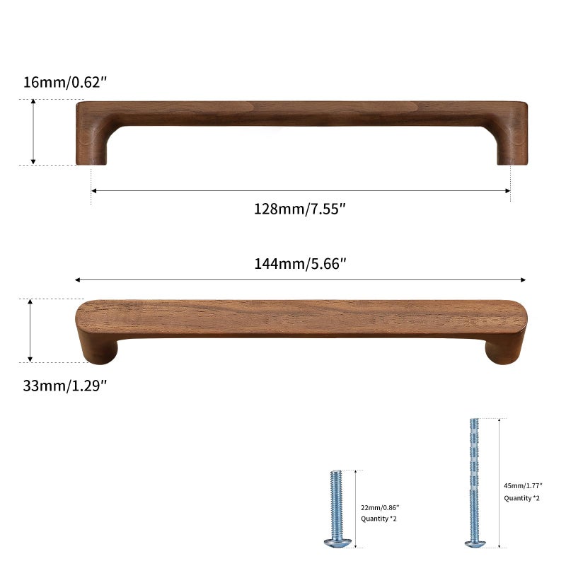 Evionlin Walnut Round 5 in 4 pcs Wooden Drawer Pulls Handle pulls for cabinets Kitchen Cabinet Drawer pulls Cabinet Door Pull - Image 2