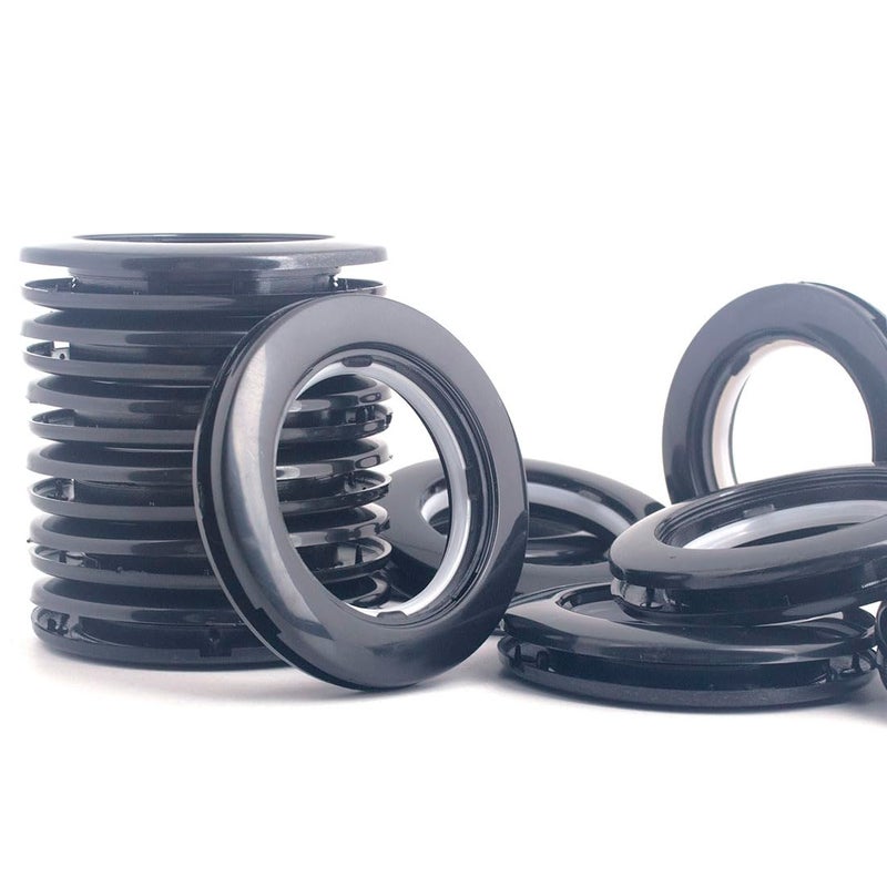 42 Pack Curtain Grommets Inner Diameter 191640mm Plastic Large Curtain Eyelet Rings Nanoscale Low Noise Large Grommet Installation Kit for Fabric Black