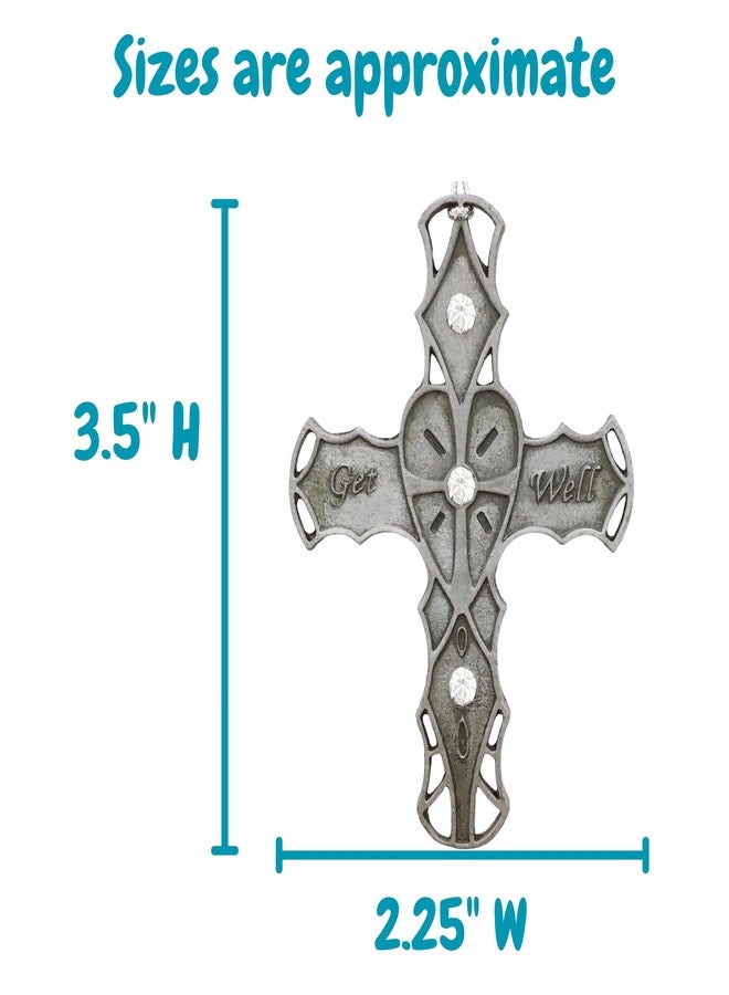BANBERRY DESIGNS Get Well Soon Cross - Vintage Pewter Look Ornament - Gift Boxed With Inspirational Message - 3.5”H x 2.25”W - Image 5