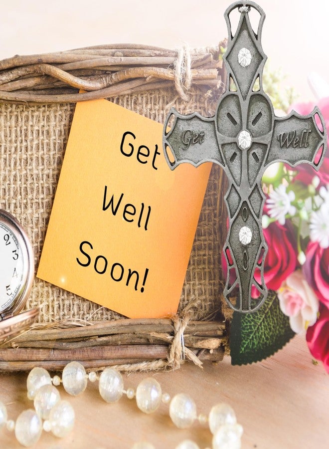 BANBERRY DESIGNS Get Well Soon Cross - Vintage Pewter Look Ornament - Gift Boxed With Inspirational Message - 3.5”H x 2.25”W - Image 4