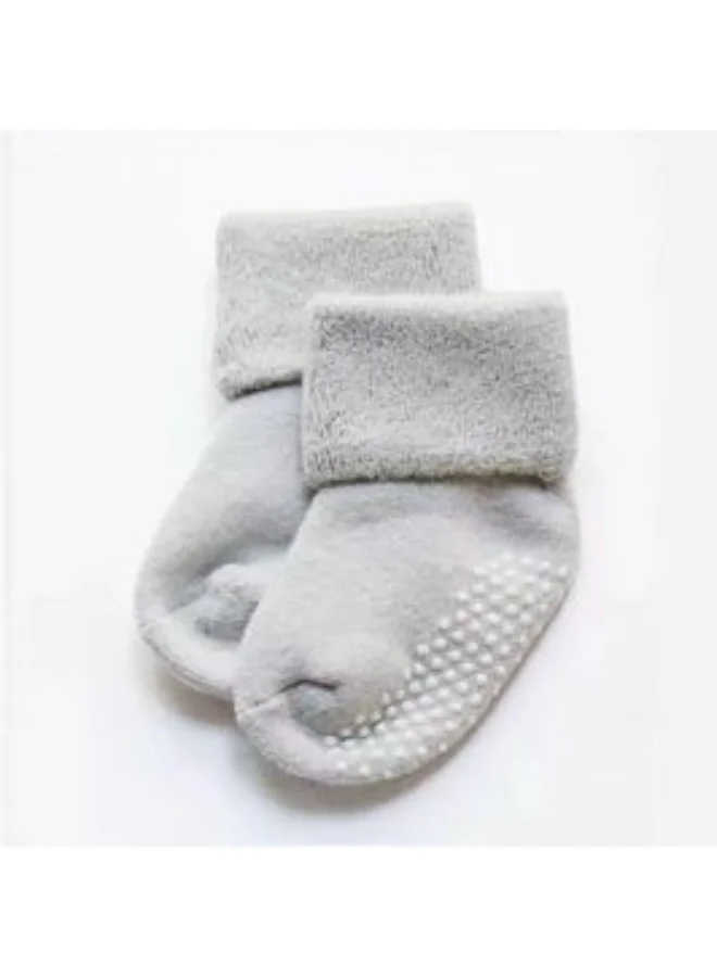 Lion Llama  Lion Llama Baby Socks Set of 3 Pairs for Boys | Anti-Slip Terry Cotton Crew Socks for Newborns and Toddlers | Grey, Cream & Blue for Men | Best Price UAE