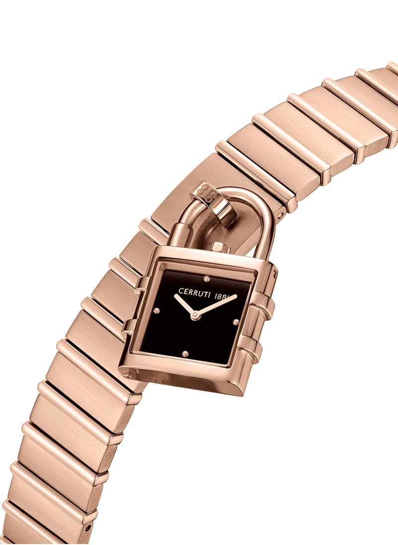 شيروتي 1881 Adria Analog Women's Watch - Lock Shaped Dial, Brown Dial, Bracelet