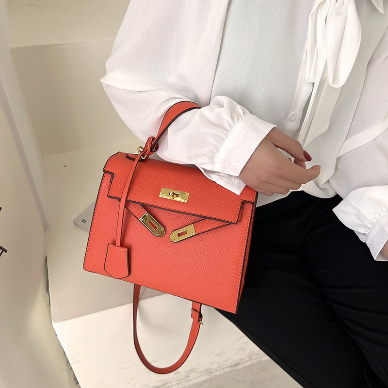 Kelly Handbag Online Celebrity High Sense 2023 New Bag Retro Fashion Lychee Pattern Women'S Bag - Image 5