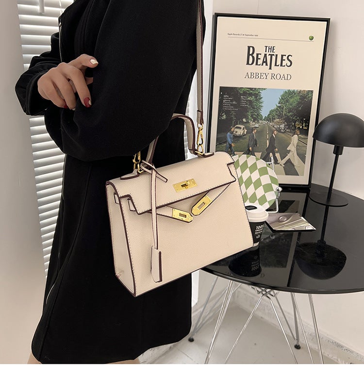 Kelly Handbag Online Celebrity High Sense 2023 New Bag Retro Fashion Lychee Pattern Women'S Bag - Image 4