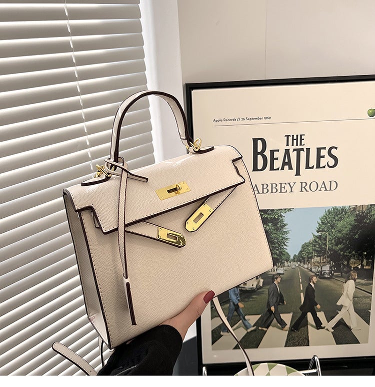 Kelly Handbag Online Celebrity High Sense 2023 New Bag Retro Fashion Lychee Pattern Women'S Bag - Image 3