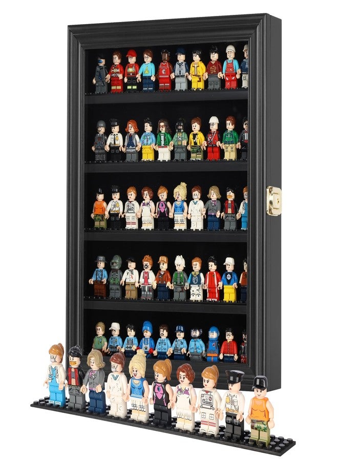 DisplayGifts Block Toy Minifigures Dimensions Display Case Thimble Wall Cabinet Shelves Compatible with Lego Minifigures Lockalbe UV Protection Door Black Frame - Image 1