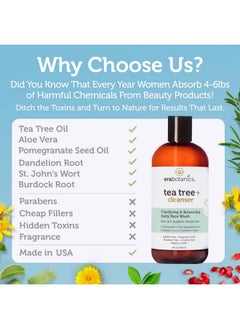 Era Organics Purifying Tea Tree Oil Face Wash - Balancing Cleanser For Oily, Blemish-Prone Skin With Salicylic Acid - Sulfate-Free, Fragrance Free, Made In Usa  - Image 3