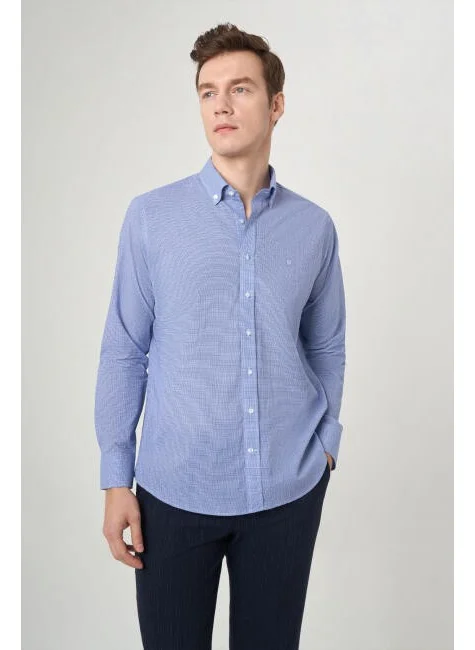 Bisse Men's Regular Fit Long Sleeve Sports Shirt BLUE GM23Y231113_D35