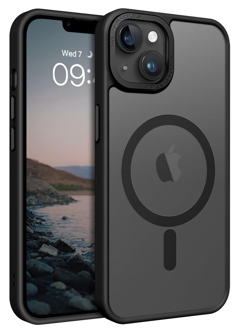 Concretization iPhone 14 Plus MagSafe Case Magnetic Back Cover,【Full Shockproof Protection】Translucent Matte Back, Slim Phone Cover with Strong Magnet for Apple 14 Plus (2022)(Black) - Image 1