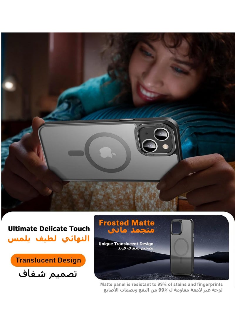 Concretization iPhone 14 Plus MagSafe Case Magnetic Back Cover,【Full Shockproof Protection】Translucent Matte Back, Slim Phone Cover with Strong Magnet for Apple 14 Plus (2022)(Black) - Image 5