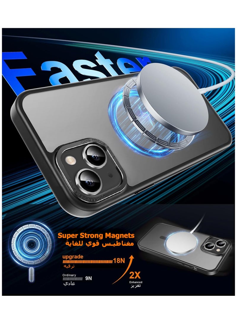 Concretization iPhone 14 Plus MagSafe Case Magnetic Back Cover,【Full Shockproof Protection】Translucent Matte Back, Slim Phone Cover with Strong Magnet for Apple 14 Plus (2022)(Black) - Image 2