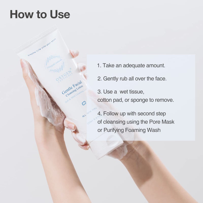 OxygenCeuticals Gentle Facial Cleansing Lotion â€“ Hydrating Cleanser for Sensitive & Dry Skin, Removes Makeup Residue & Impurities Without Greasy Feel, Enriched with Botanic Oils 8.8 fl.oz (250ml) - Image 4